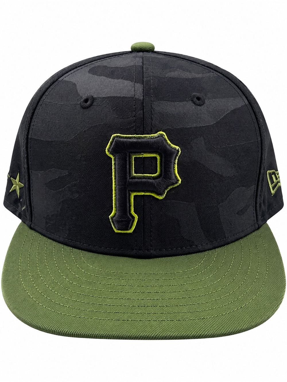 New Era Pittsburgh Pirates 59FIFTY Snap Back Hat Black Camo Olive
